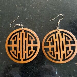 Wood earrings with gold hook